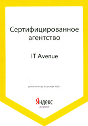 Сертификат Яндекс 2012